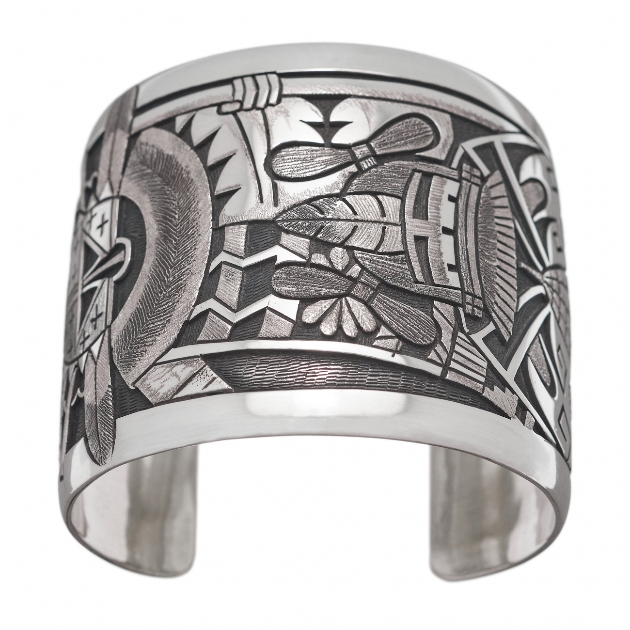 Important Wide Vintage Native American Hopi Hand Sterling Silver Brace   Nativo Arts