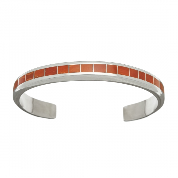 Zuni bracelet BR597 for men in coral and silver - Harpo Paris