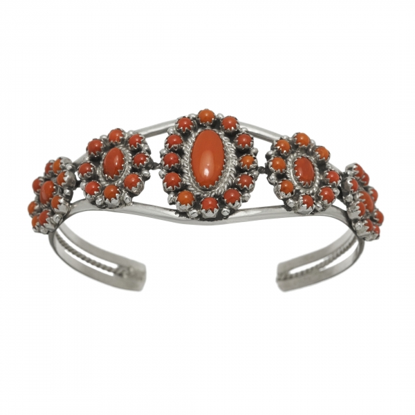 Zuni bracelet BR604 for women in coral and silver - Harpo Paris