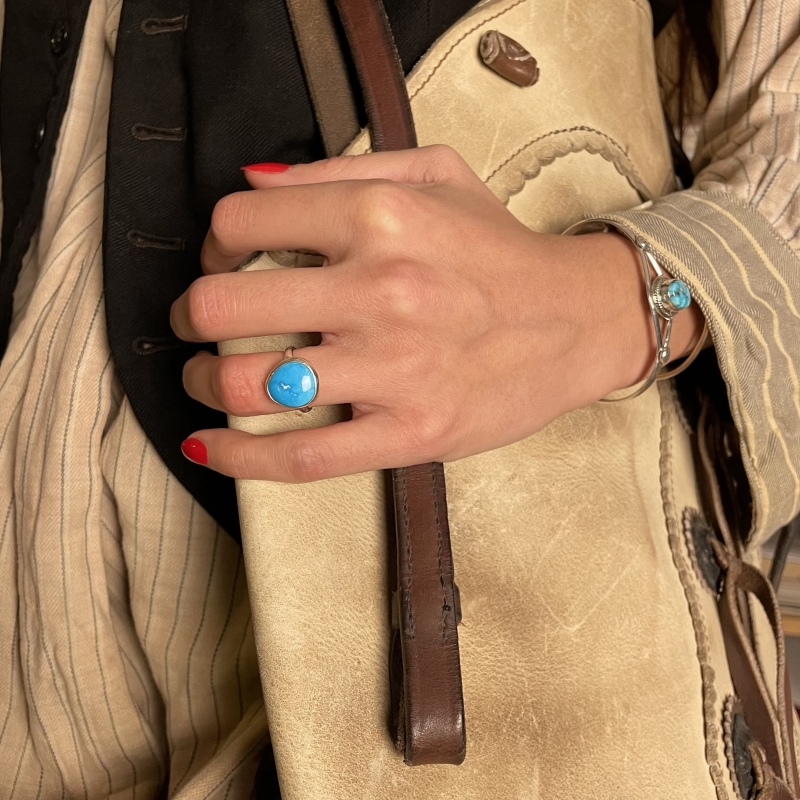 Bague Navajo pour femme BA1036 en turquoise et argent - Harpo Paris