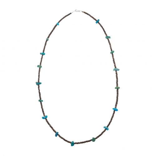 Collier unisexe perles heishi et pépites turquoises CO172 - Harpo Paris