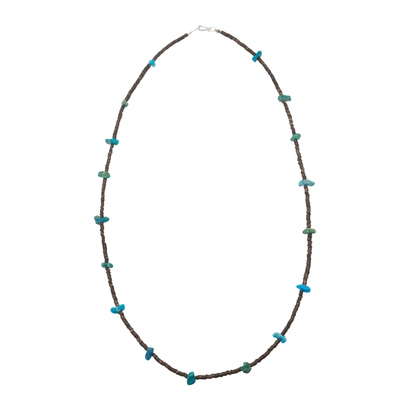 Collier unisexe perles heishi et pépites turquoises CO172 - Harpo Paris