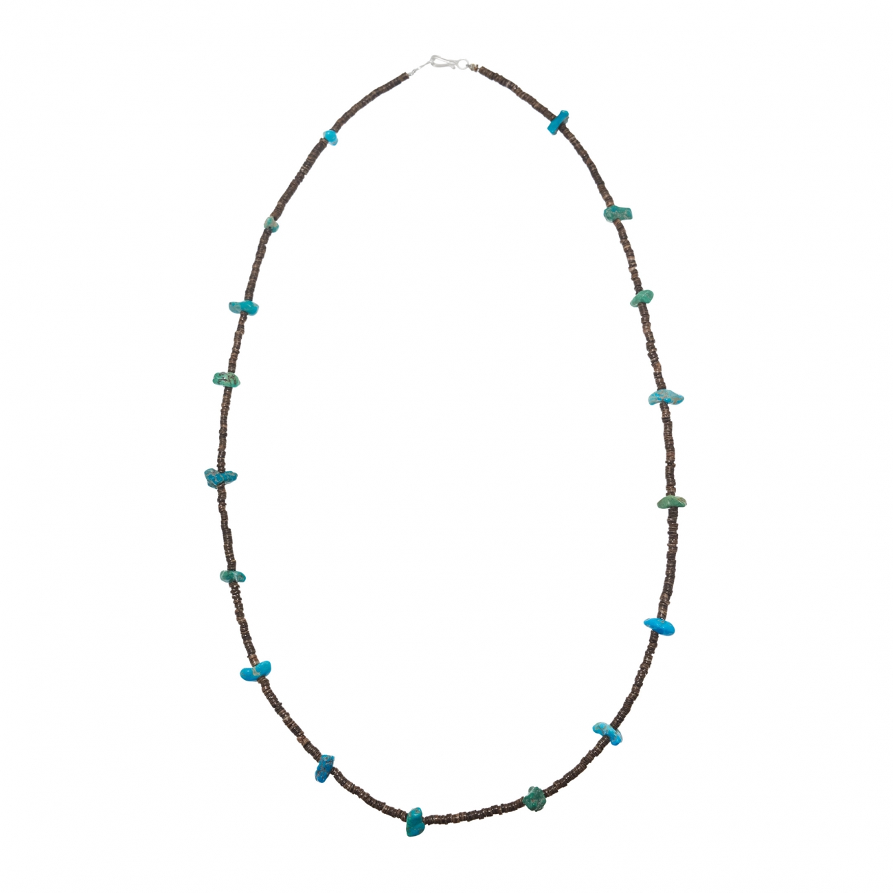 Collier unisexe perles heishi et pépites turquoises CO172 - Harpo Paris