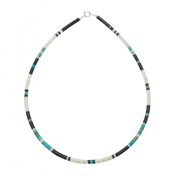 Pueblo necklace COP07 in stones and shells - Harpo Paris