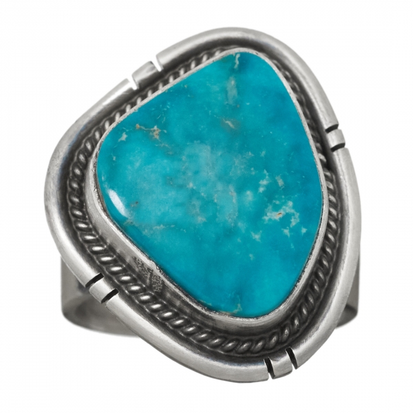Navajo ring for men BA1095 in turquoise and mat silver - Harpo Paris