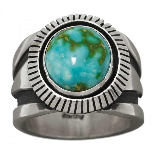 Navajo ring for men BA1081 in turquoise and silver - Harpo Paris