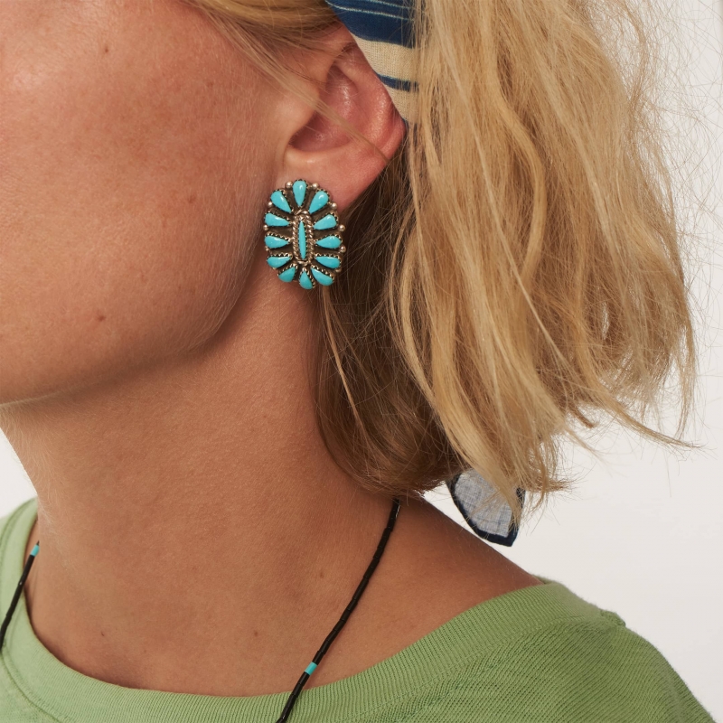 Harpo Paris earrings BO307 in turquoise and silver