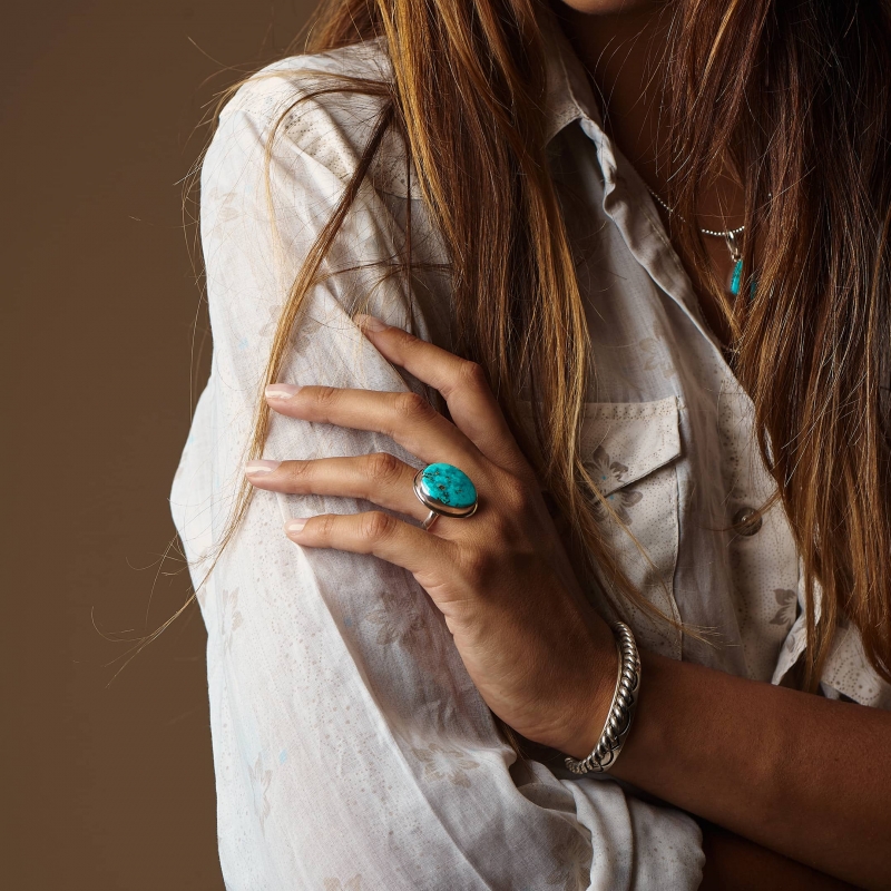 Harpo ring BA1146 in turquoise and silver, Navajo