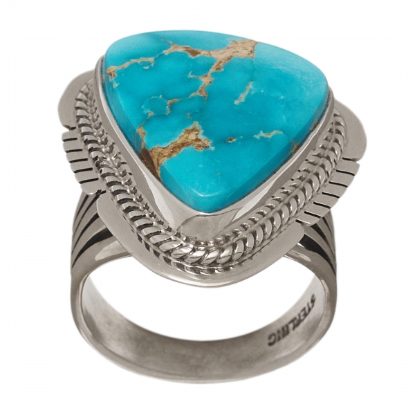 Bague Navajo pour femme BA1205 en turquoise et argent - Harpo Paris