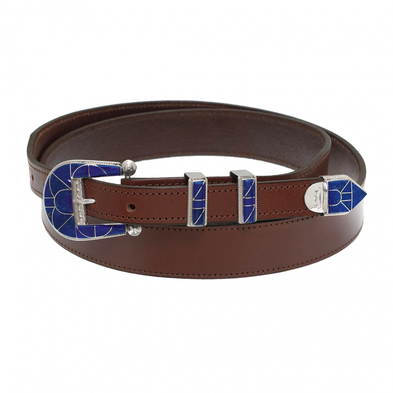 Belt buckle BK62 in lapis and silver - Harpo Paris