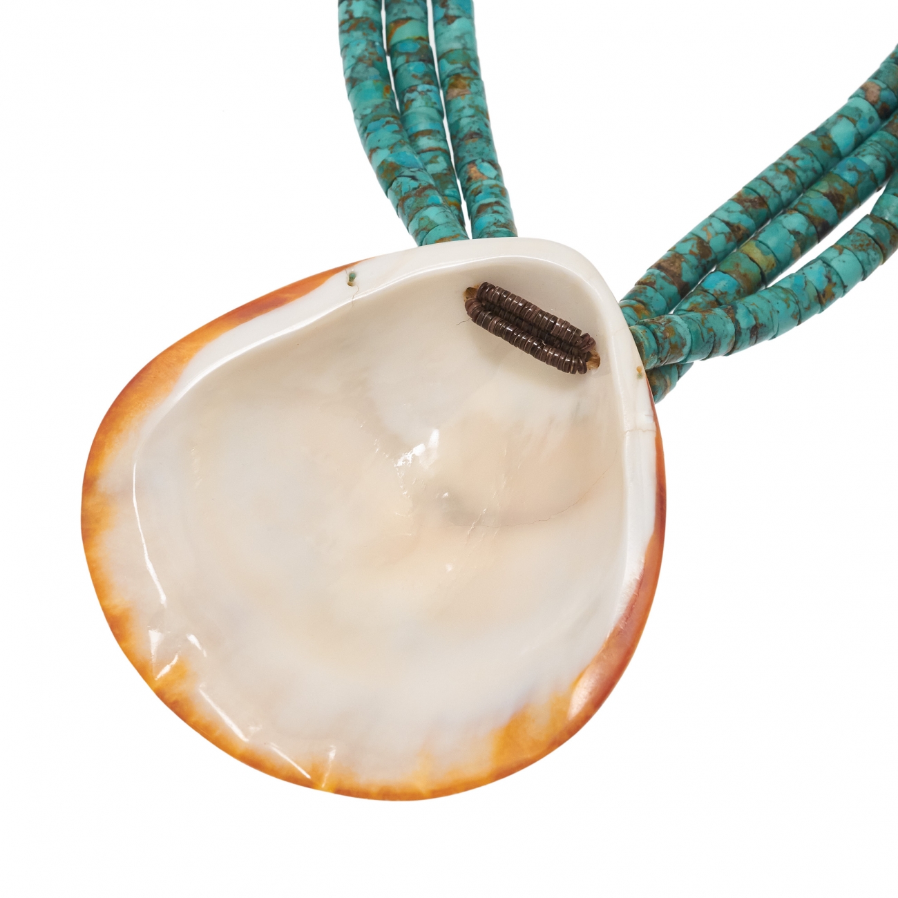 Pueblo necklace CO208 in turquoise heishi and spiny oyster - Harpo