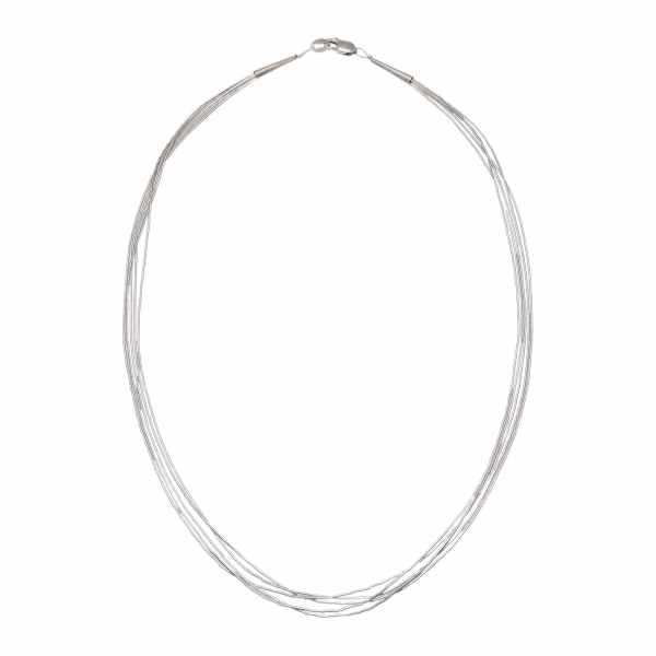 Liquid silver N0516 5 rows necklace - Harpo Paris