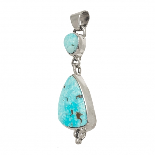 Navajo pendant for women PE466 in turquoise and silver - Harpo Paris