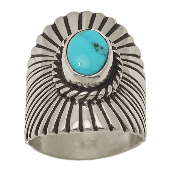 BA1375 turquoise and silver ring - Harpo Paris