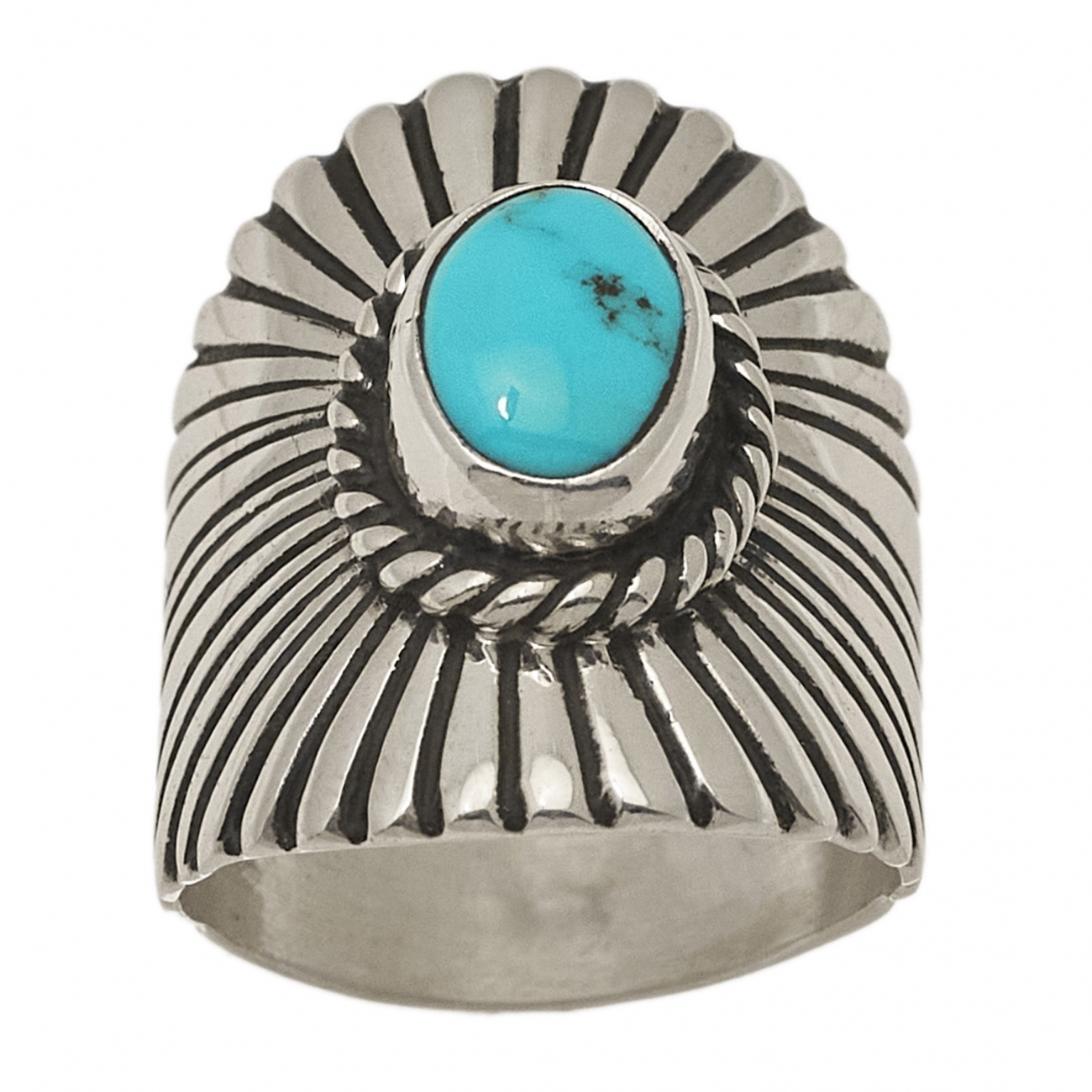 Bague Navajo BA1375 en turquoise et argent - Harpo Paris