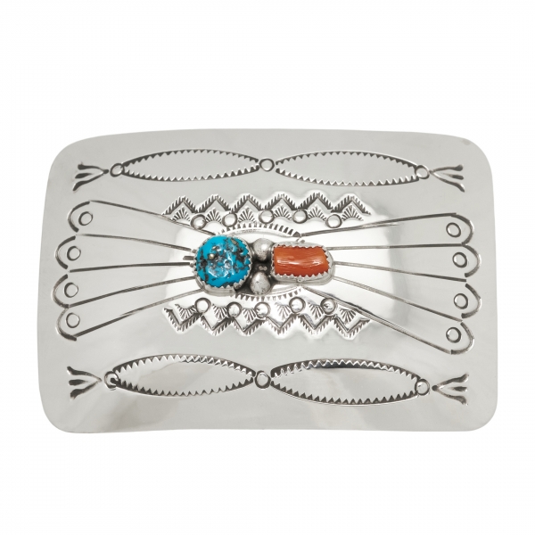 BK69 turquoise and corail silver buckle - Harpo Paris