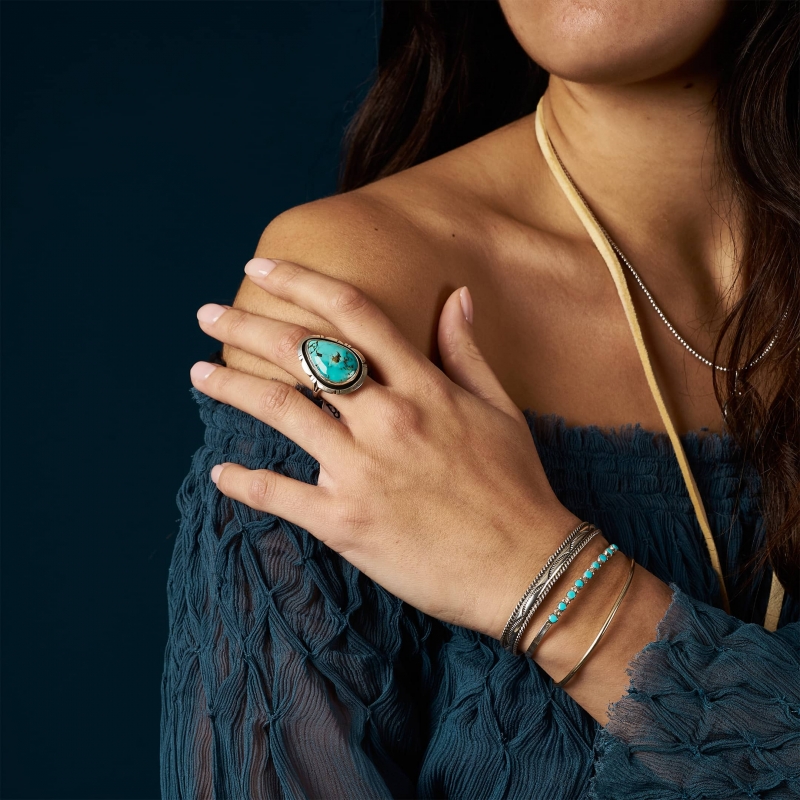 Turquoise and silver ring BA1334 - Harpo Paris