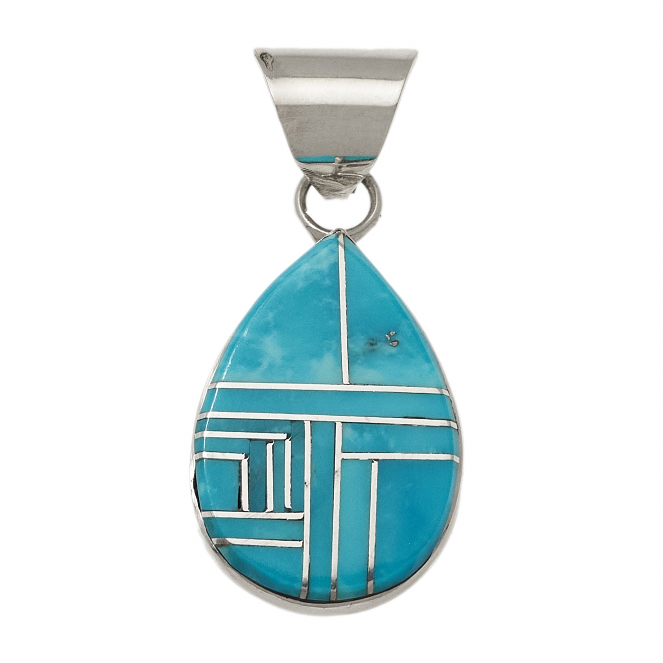 Turquoise and silver pendant PE537 - Harpo Paris