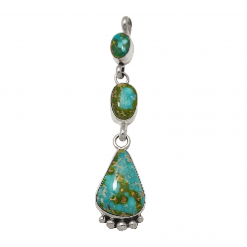 Pendentif trois turquoises et argent  PE523 - Harpo Paris