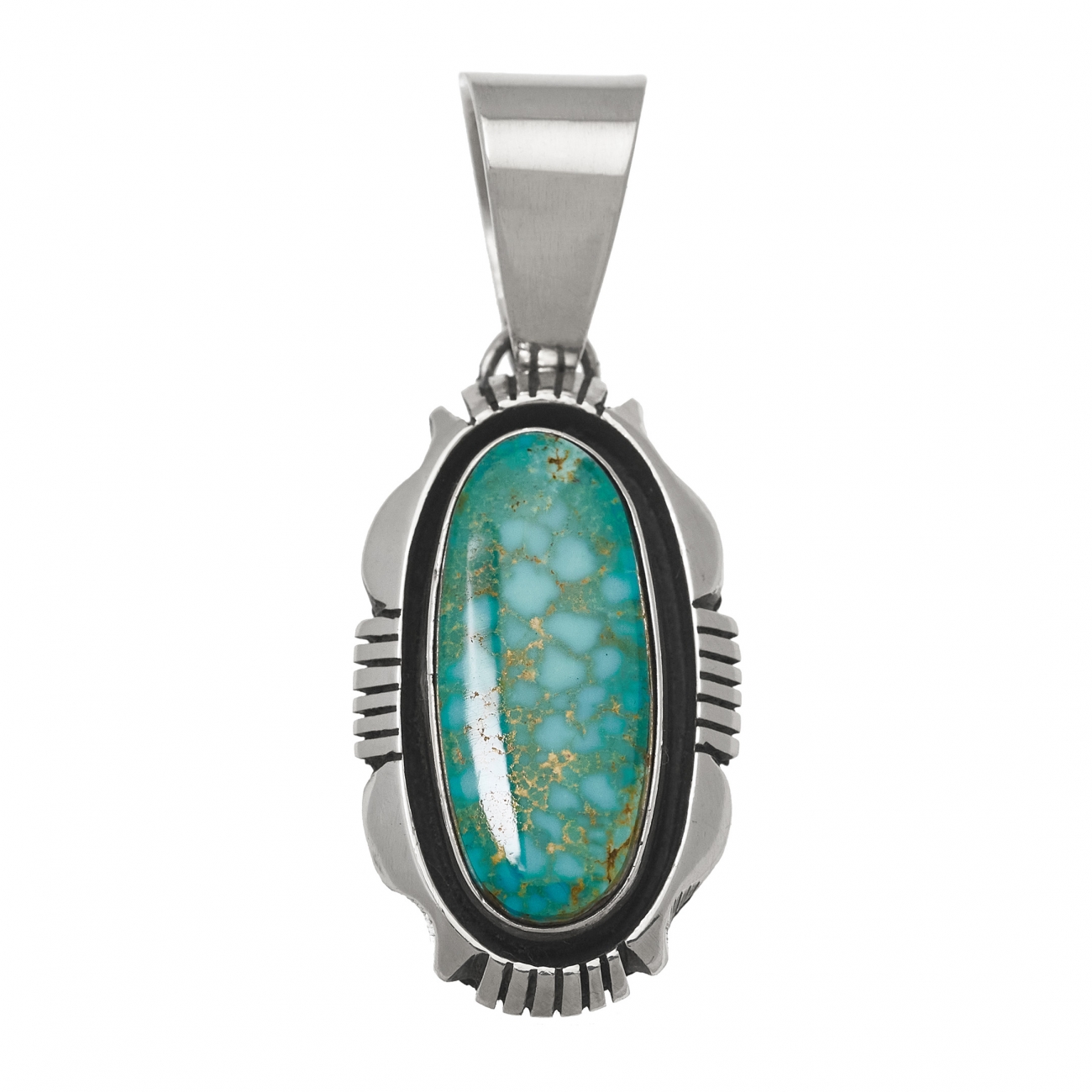 Pendentif turquoise et argent PE527 - Harpo Paris