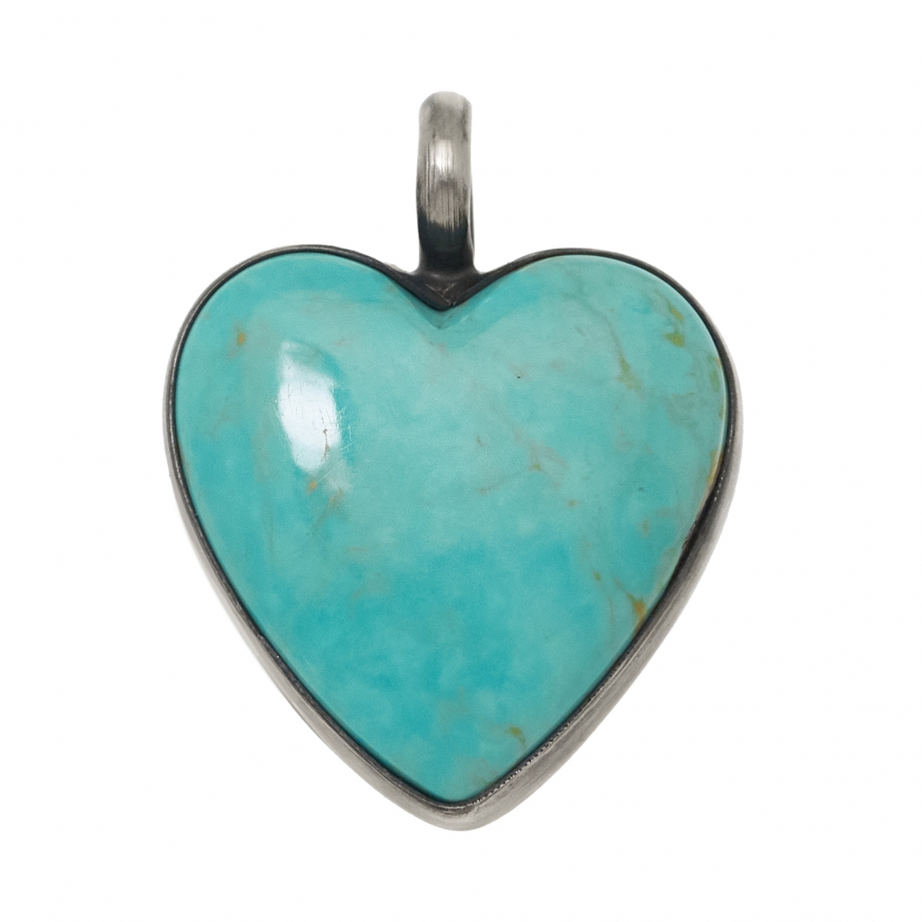 Pendentif coeur turquoise et argent mat PE529 - Harpo Paris