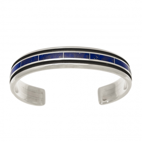 Lapis lazuli inlay bracelet BR830 - Harpo Paris