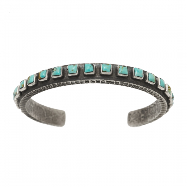 Bracelet turquoises carrées et argent massif BR831 - Harpo Paris