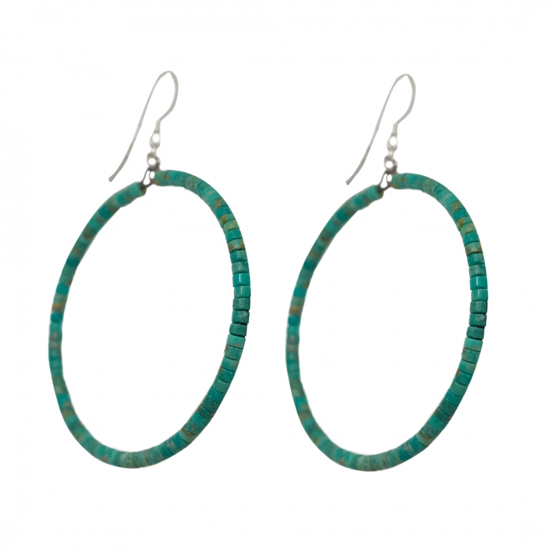 BO363 boucles d'oreilles perles heishi turquoise - Harpo Paris