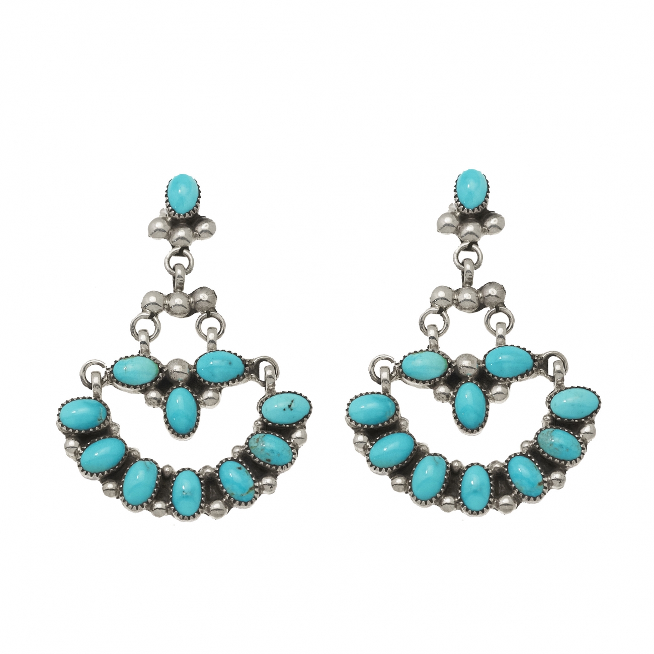 BO356 boucles d'oreilles turquoises et argent - Harpo Paris