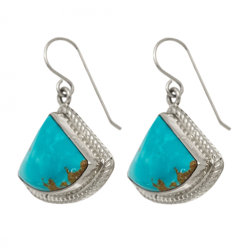 Turquoise and silver earrings BO360 - Harpo Paris