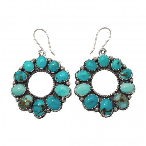 BO359 boucles d'oreilles turquoises et argent - Harpo Paris