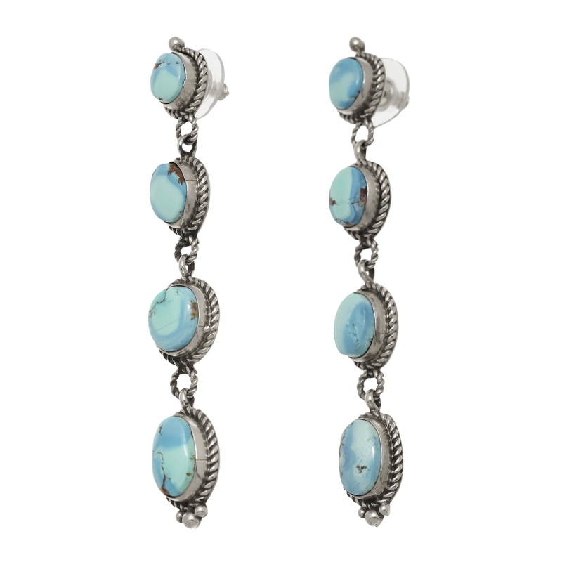 BO377 turquoise and silver earrings - Harpo Paris