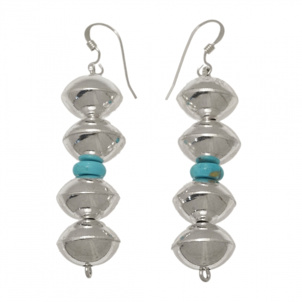BO370 silver and turquoise beads earrings - Harpo Paris