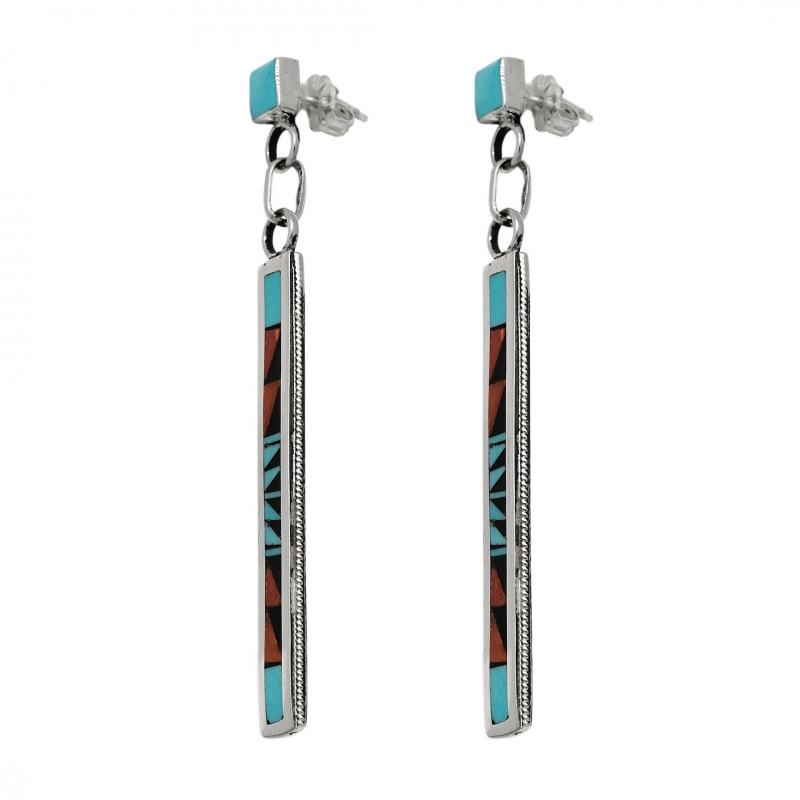 BO371 inlay and silver Zuni earrings - Harpo Paris