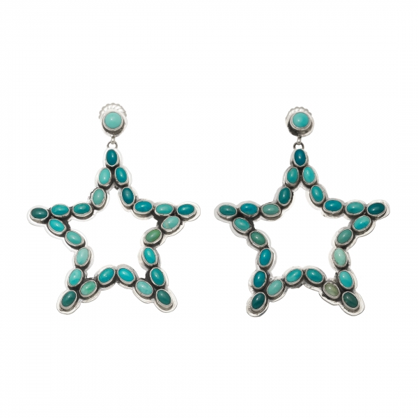 BO375 turquoises and silver star earrings - Harpo Paris