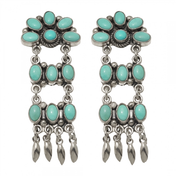 BO376 turquoises and silver earrings  Harpo Paris