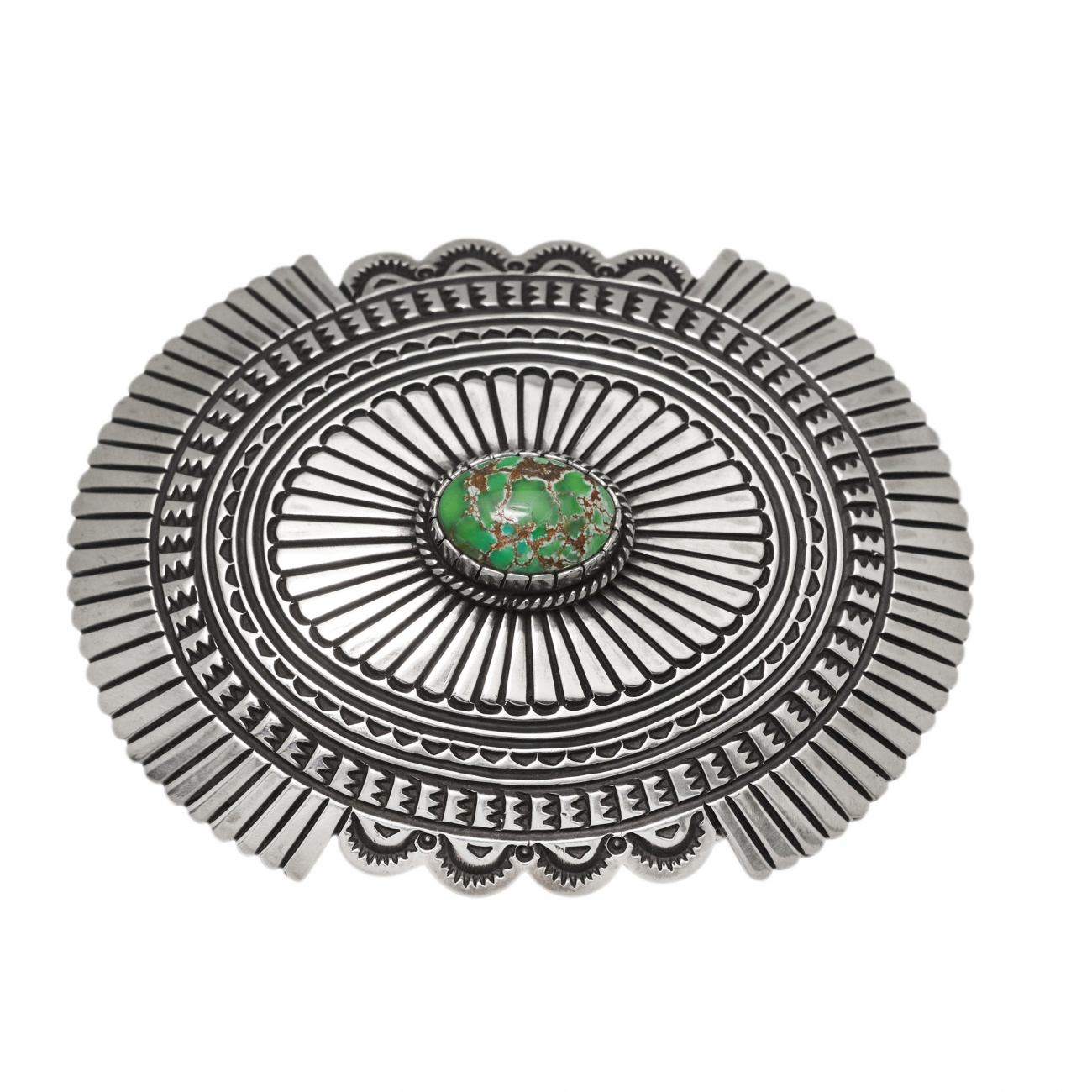 Turquoise and sterling silver belt buckle BK80 - Harpo Paris