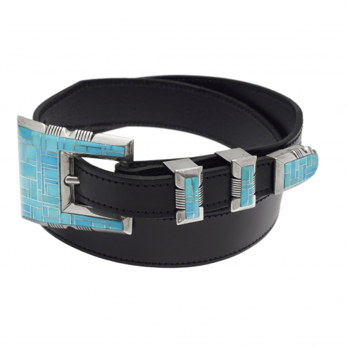 BK88 turquoise inlay belt buckle - Harpo Paris