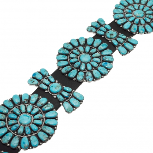 Ceinture concho turquoises et argent CC21 - Harpo Paris