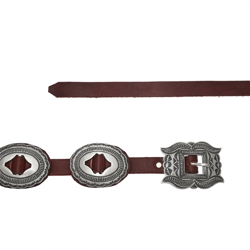 CC22 concho belt mat silver and leather - Harpo Paris