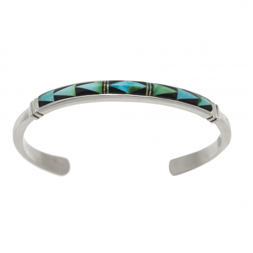 Turquoise and jet inlay bracelet BR833 - Harpo Paris