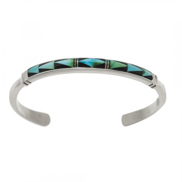 Turquoise and jet inlay bracelet BR833 - Harpo Paris