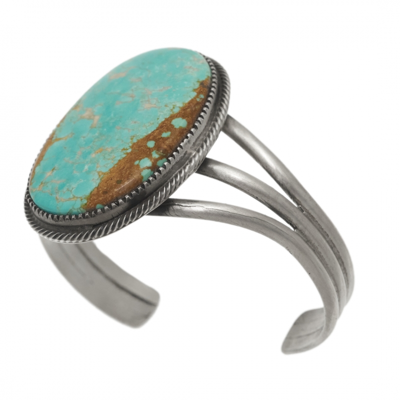BR834 mat silver and turquoise bracelet - Harpo Paris