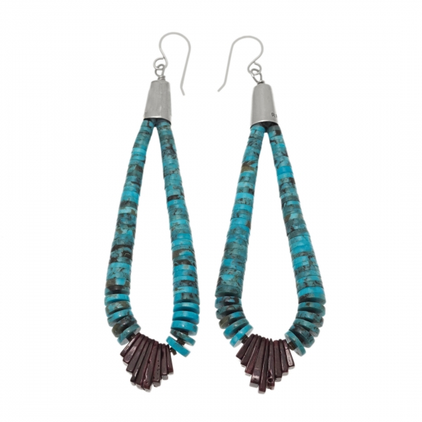 Boucles d'oreilles BO382 en turquoise et spondyl violet - Harpo Paris