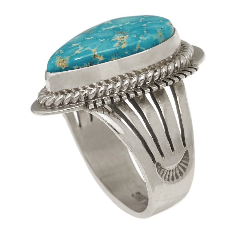 Bague Navajo pour femme BA1449 en turquoise et argent - Harpo Paris