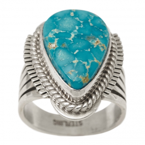 Bague Navajo pour femme BA1449 en turquoise et argent - Harpo Paris