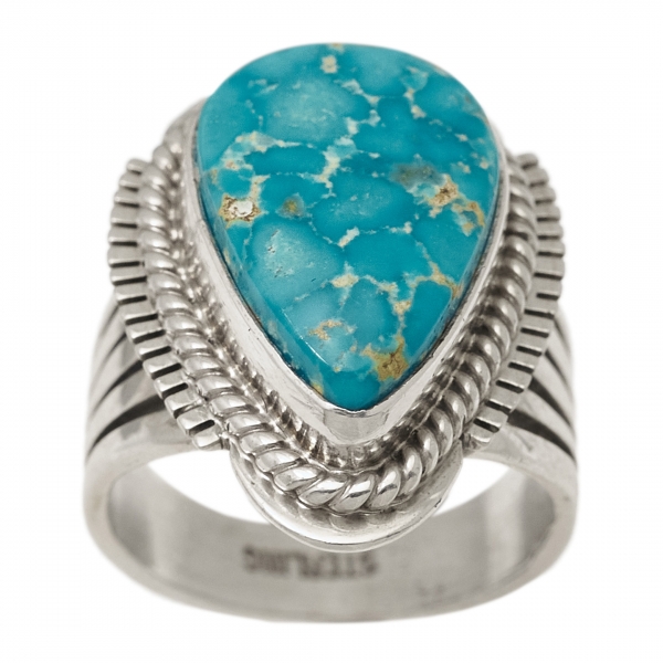 Bague Navajo pour femme BA1449 en turquoise et argent - Harpo Paris