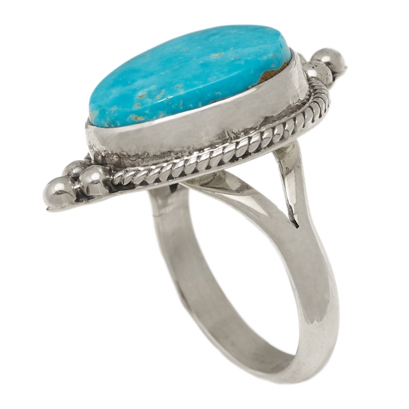 BA1450 turquoise and silver ring - Harpo Paris