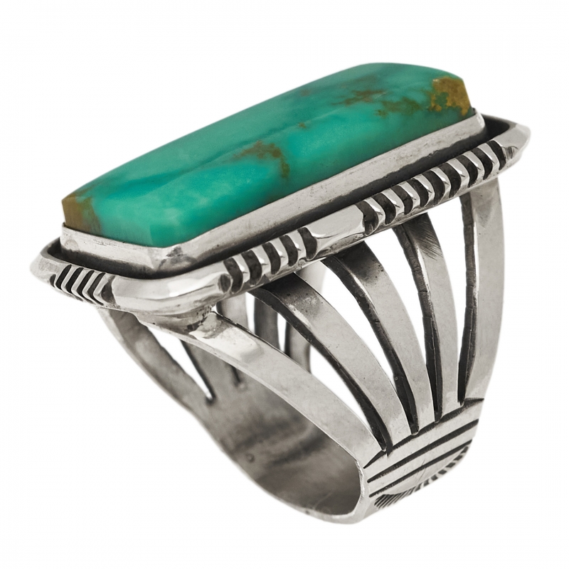 Bague Navajo en turquoise et argent massif - Harpo Paris