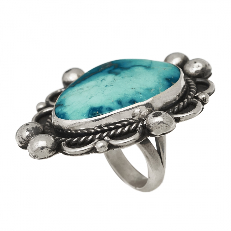 Bague Navajo en turquoise et argent massif - Harpo Paris